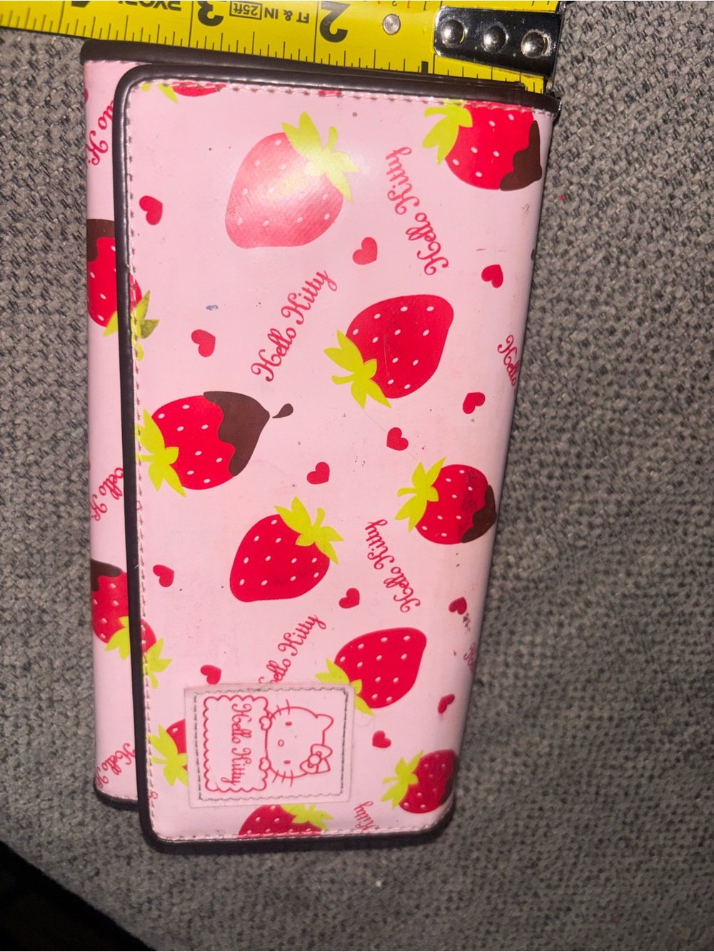 Hello kitty pink long wallet with strawberries printed all over it. 🍓🐱 - Picture 4 of 11